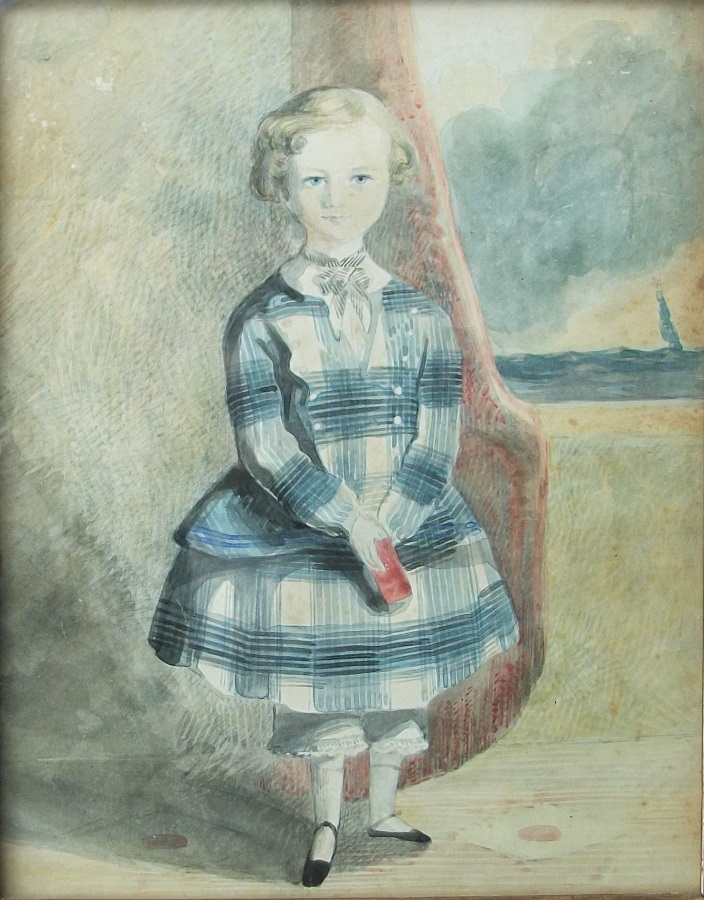 Antique naïve portrait of a child